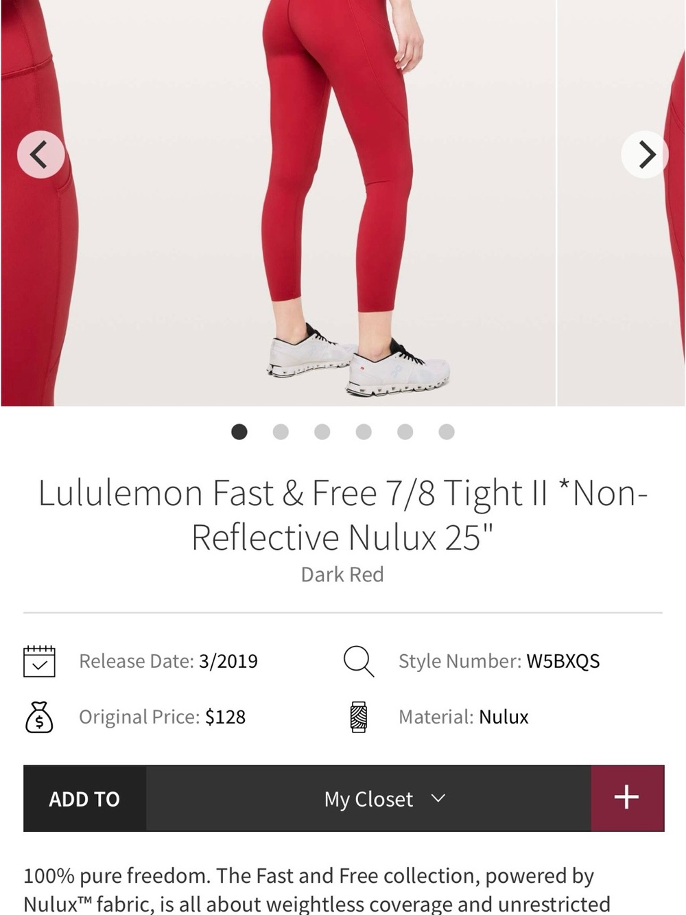 Lululemon Fast & Free Leggings Red Size 8